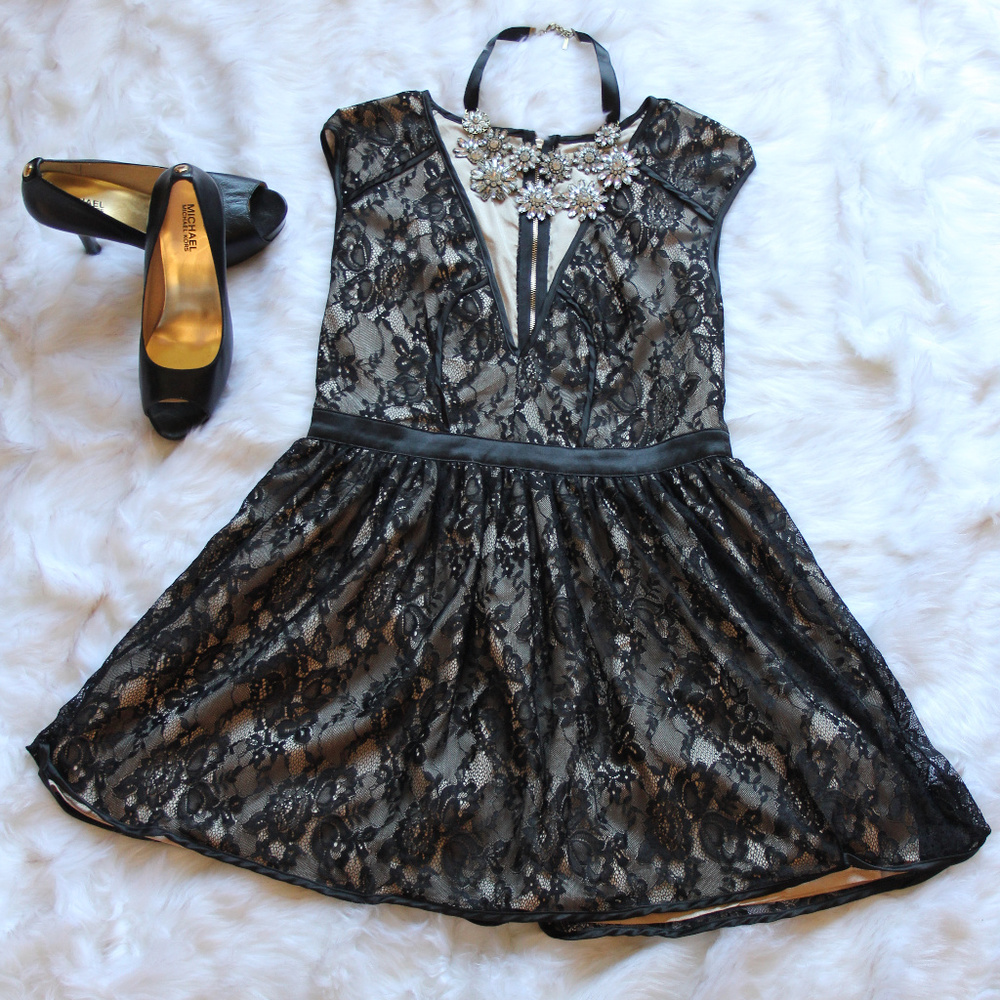 Windsor Black lace babydoll dress